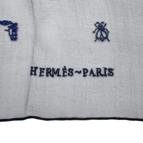 HERMES Carre Multi Bag Charm Size 100 Silk100% Black/Multicolor - Picture 6 of 8